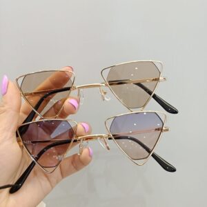 Girls Personality Triangle Metal Frame Sunglasses