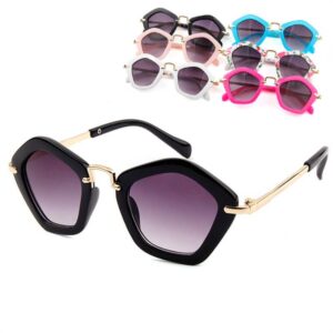 Kids Personality Irregular Lens Metal Bridge Sunglasses
