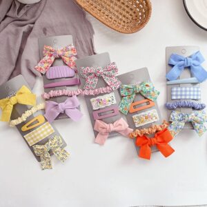 5pcs/set Girls Elegant Bow Shaped Flower Print Hair Clip