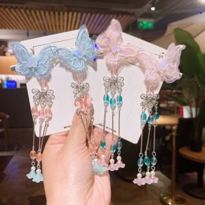 Girls Elegant Butterfly Shape Flower Pendant Hair Accessory Set