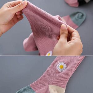 Girl Fashion Daisy Embroidery Knitted Pantyhose