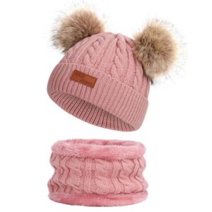 2PCS Kid Solid Color Knitted Hat And Scarf Set