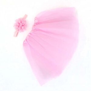 2 Pcs Set Newborn Girl Pure Color Headband And Tutu Skirt