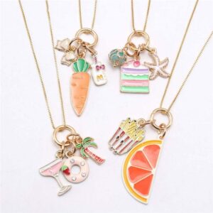 Kid Girl Cartoon Cake Fruit Pattern Neckace