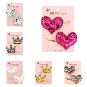 2 Pcs Fashion Girl Multicolor Sequin Design Cute Hair Clip