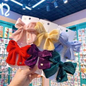 Girls Fashion Solid Color Heart Decor Bowknot Hair Accessories
