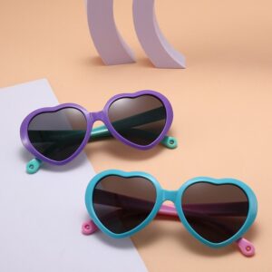 Kids Unisex Cute Color Collage Heart Frame Sunglasses