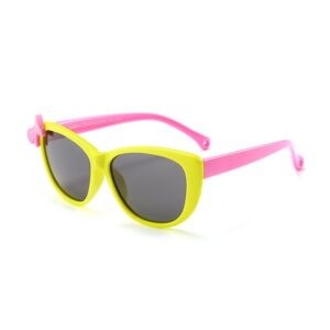 Kids Unisex Cute Bow Colorblock Silicone Round Frame Sunglasses