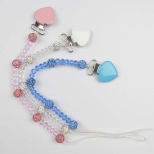 Kids Baby Unisex Cute Crystal Beads Love Anti-Drop Pacifier Chains