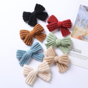 Girls Cute Solid Color Wool Bow Hairpin