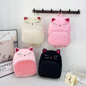 Cute Cartoon Children Embroidered Plush Cat Backpack