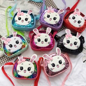 Kids Cute Cartoon Rabbit Sequins Crossbody Bag