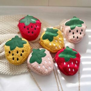Kids Cute Cartoon Plush Strawberry Crossbody Bag