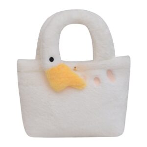 Kids Cute Cartoon White Goose Plush Handle Bag
