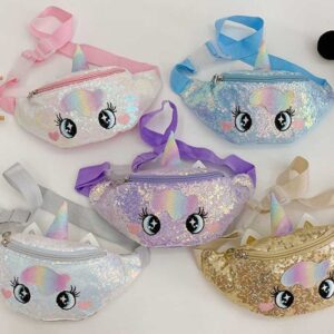 Kids Casual Cute Cartoon Sequins Waist Chest Bag