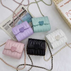 Kids Fashion Chic Quilted Heart Crossbody Bag