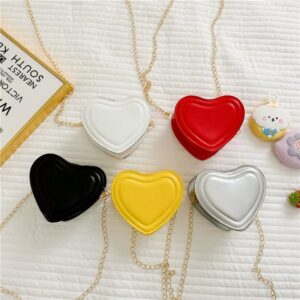 Children Fashion Solid Color Mini Heart Chain Crossbody Bag
