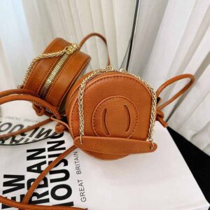Kids Girls Fashion Casual Vintage Solid Color Round Crossbody Bag