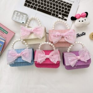 Kids Girls Fashion Casual Cute Bow Crossbody Handle Princess Bag