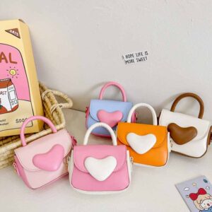 Kids Girls Fashion Casual Cute Heart Crossbody Handle Bag