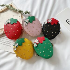 Kids Girls Fashion Cute Strawberry PU Crossbody Bag