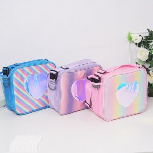 Kids Girls Cute Cartoon Heart Laser Glitter Zipper Flap Crossbody Bag
