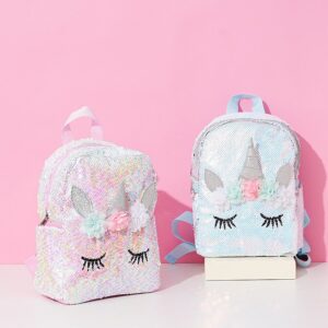Kids Girls Cute Cartoon Laser Sequins Backpacks Bag