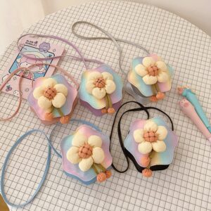 Kids Girls Sweet Cute Flower Gradient Color Purse Crossbody Bag