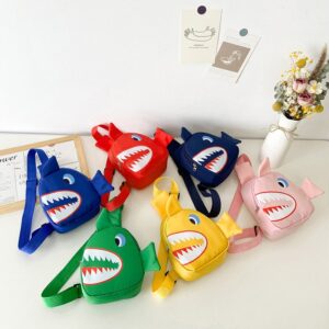 Kids Unisex Casual Cute Cartoon Shark Pattern Nylon Chest Bag