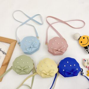 Girls Princess Pearl Shell Bag Cute Bow Pu Leather Crossbody Bag