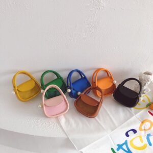 Girls Retro Solid Color Frosted Mini Handle Crossbody Bag