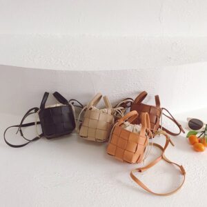 Children Kids Toddlers Fashion Braided Drawstring Mini Bucket Bag