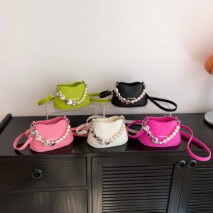 Children Kids Baby Fashion Girls Pearl Chain Princess Shoulder Crossbody Handle Bag