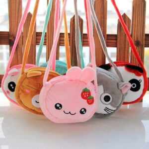 Kids Cute Cartoon Animal Plush Zipper Crossbody Bag