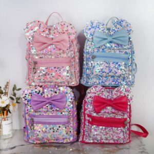Kids Girls Fashion Cute Bow Sequins Backpacks Bag