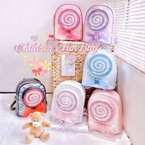 Kids Girls Cute Sweet Sequins Bow Lollipop Backpacks Bag