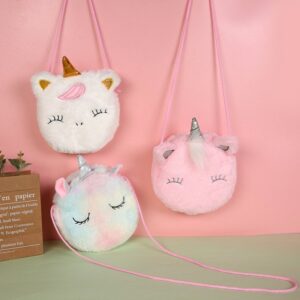Kids Girls Cute Cartoon Plush Gradient Color Crossbody Bag