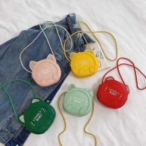 Kids Cute Cartoon Cat PU Crossbody Bag