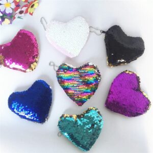 Kids Fashion Heart Shaped Color Changing Glitter Design Bag