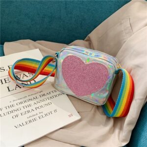 Fashion Kids Sequins Heart Print Laser Crossbody Bag