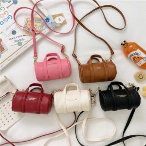 Kids Girls Vintage Casual Letter Barrel Crossbody Bag