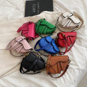 Kids Girls Fashion Casual Solid Color Crossbody Saddle Bag