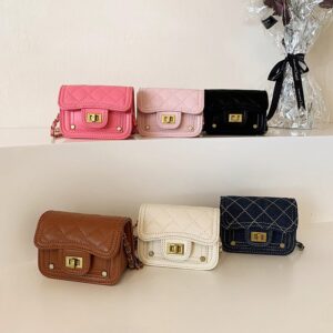 Kids Girls Fashion Cute Mini Solid Color Playd Crossbody Bag