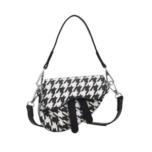 Kids Girls Fashion Cute Color Houndstooth Crossbody Saddle Bag