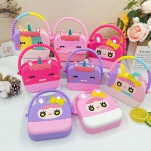 Kids Girls Fashion Casual Cute Cartoon Candy Color Silicone Crossbody Bag