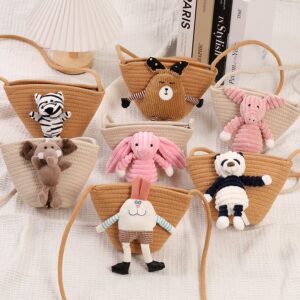 Kids Boys Girls Casual Cute Cartoon Straw Woven Crossbody Bag