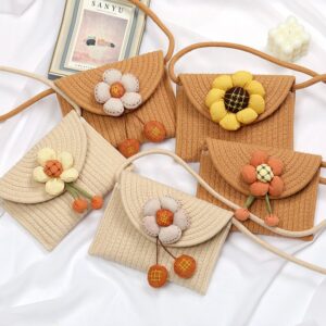 Kids Girls Fashion Sweet Cute Cartoon Pattern Straw Woven Crossbody Bag