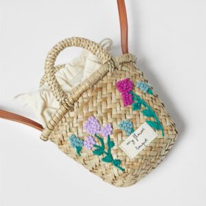 Girls Summer Mini Cute Small Handmade Crossbody Basket Woven Embroidered Bag