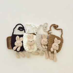 Kids Unisex Fashion Casual Cute Bunny Wool Crossbody Bags