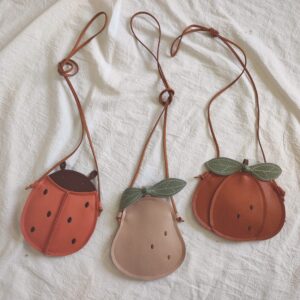 Kids Girls Fashion Sweet Cute Pastoral Ladybug Pumpkin Pear Mini Crossbody Bag